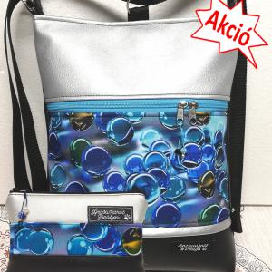 Üveggolyók 3in1 női hátizsák oldaltáska szett neszivel