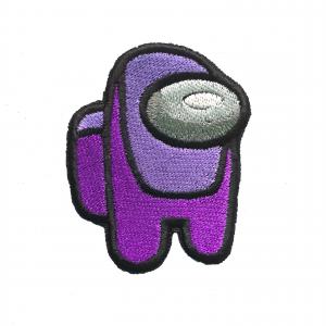 Vasalható varrható hímzett felvarró folt Among Us 7cm lila