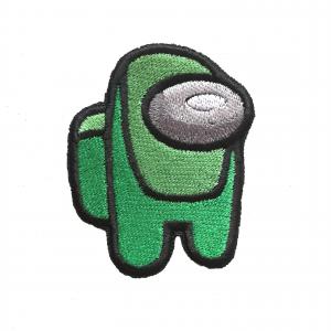 Vasalható varrható hímzett felvarró folt Among Us 7cm zöld