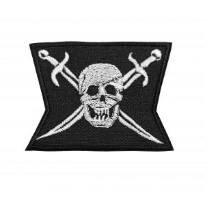 Vasalható varrható hímzett felvarró folt Koponya fekete-fehér 8x6cm