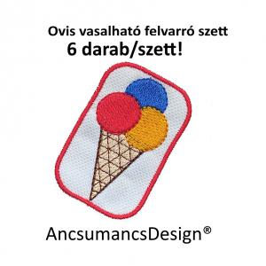 Vasalható varrható hímzett felvarró ovisjel óvodai jel Fagyi fagylalt 5,5cm 6db/szett