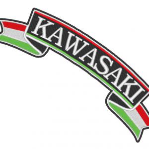 Vasalható varrható hímzett nagy felvarró motoros hátfelvarró  KAWASAKI szalag 26x8cm