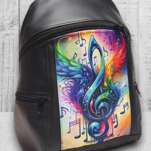 Violinkulcs szárnyakkal - MAXIM BackPack L hátizsák textilbőr pántokkal 36x30x16