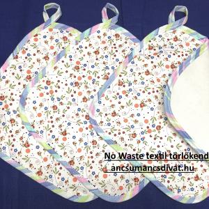 Zero Waste textil konyhai törlők akasztóval apró virágok
