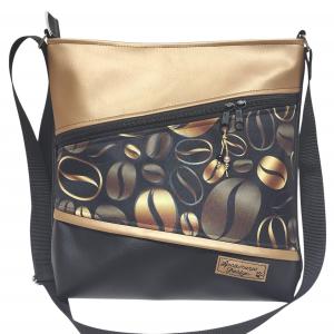 ZigZag 4 zsebes pakolós válltáska oldaltáska Kávészünet óarany bőrrel