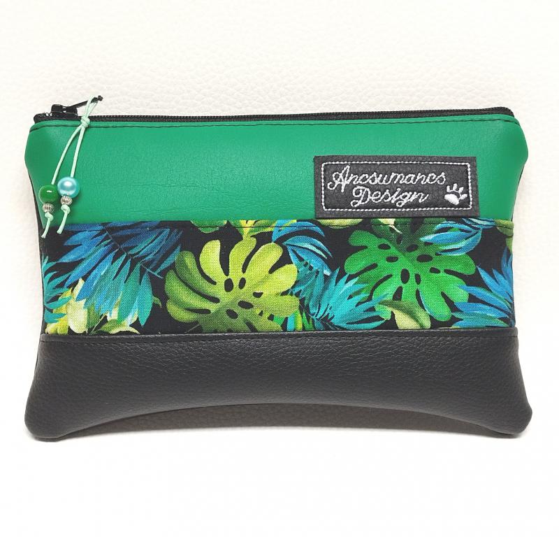 Three items piperetartó neszeszer Fekete - zöld - pálmalevelekkel 02