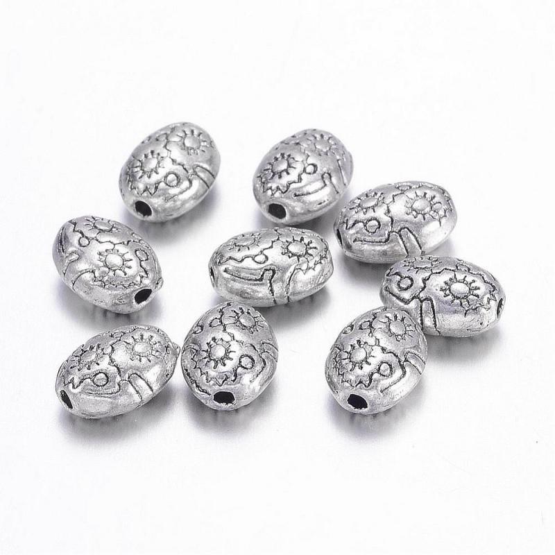 TIBETI STÍLUSÚ FÉM KÖZTES - ANTIK EZÜST SZÍNŰ 7,5X6X4MM  (10darab/csomag)