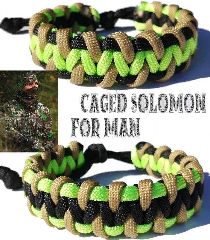 Tricolor CAGED SOLOMON kétoldalas férfi paracord karkötő CAMOUFLAGE