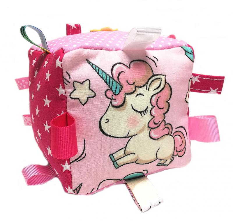 Unikornis-csillagok készségfejlesztő címkés nagy babakocka