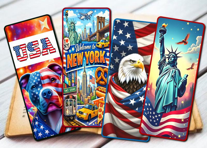 USA laminált könyvjelző szett 4db