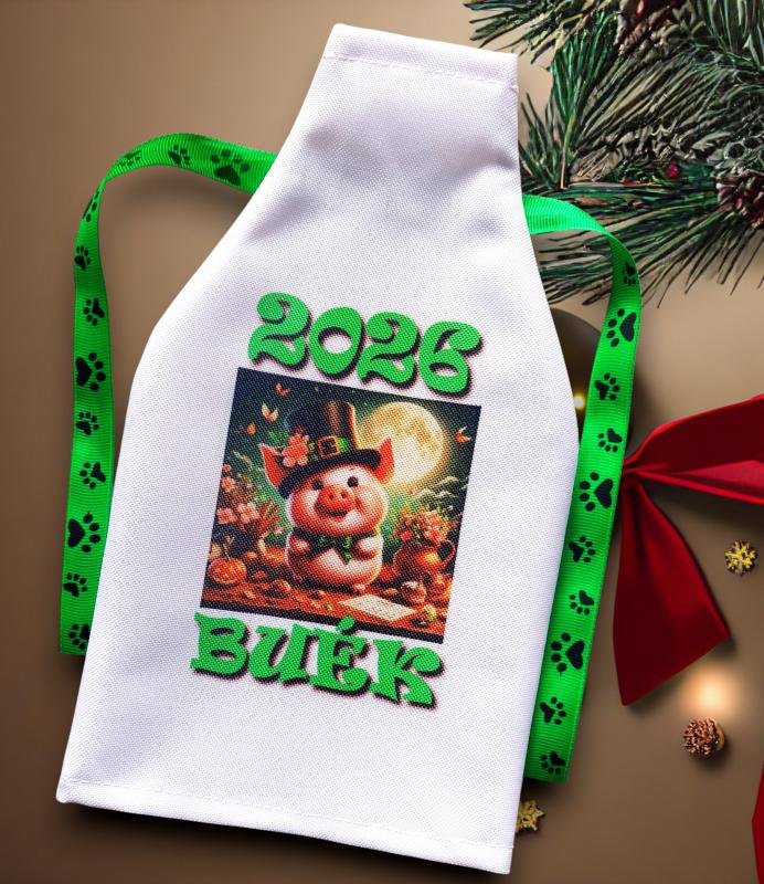 Üveg köpeny boros és pezsgős üvegre Boldog Új Évet 2026 (002)