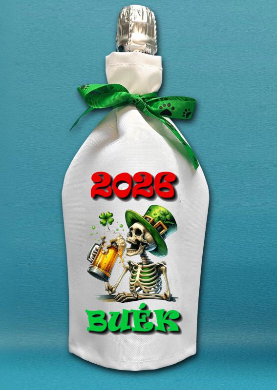 Üveg köpeny boros és pezsgős üvegre Boldog Új Évet 2026 (003)