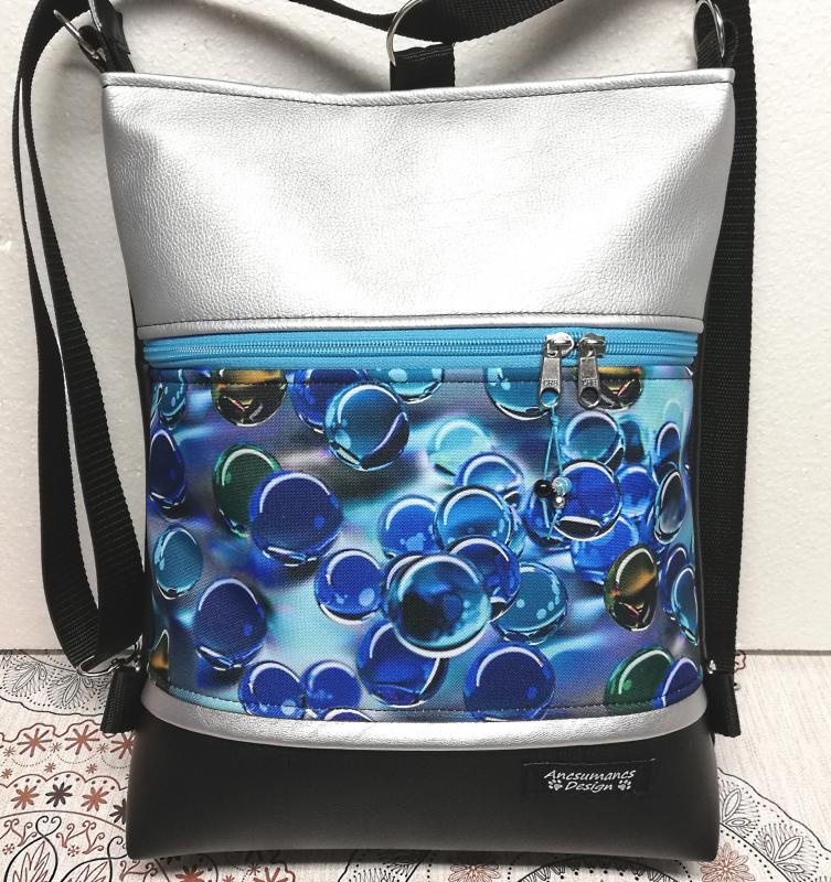 Üveggolyók 3in1 hátizsák univerzális táska fekete ezüst