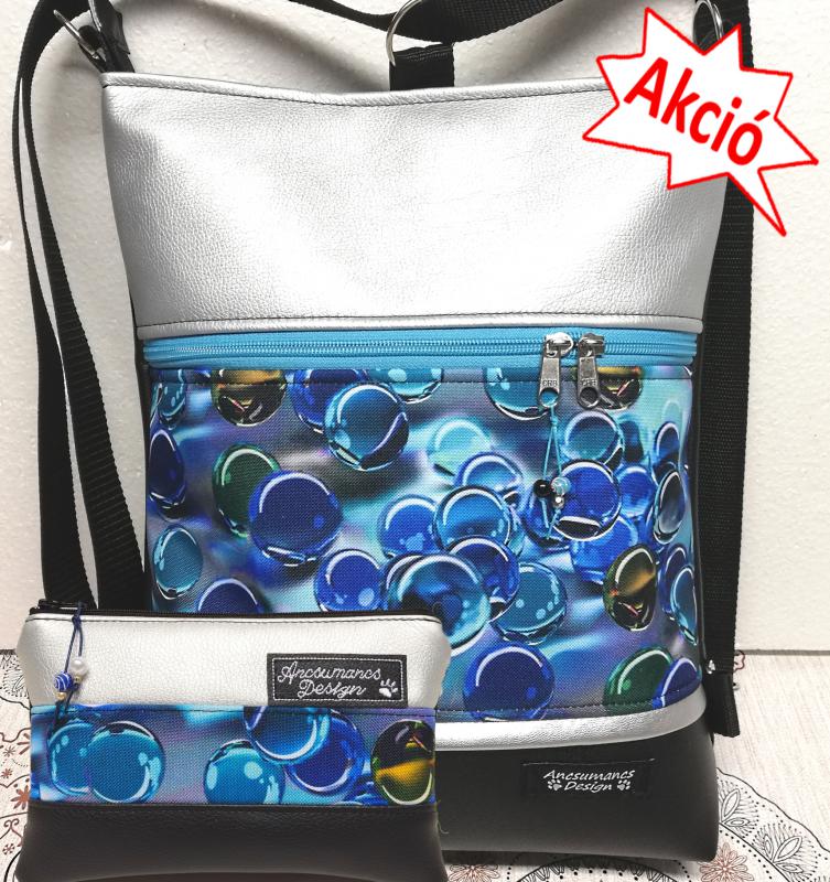 Üveggolyók 3in1 női hátizsák oldaltáska szett neszivel