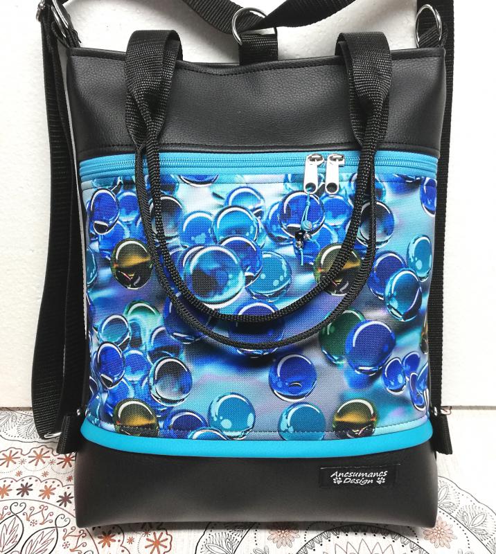 Üveggolyók 4in1 hátizsák univerzális táska fekete alapon