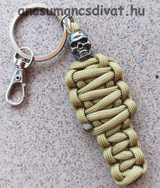 Vagány acél koponyás Múmia paracord kulcstartó karabinerrel keki