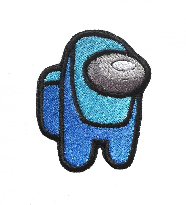 Vasalható varrható hímzett felvarró folt Among Us 7cm kék