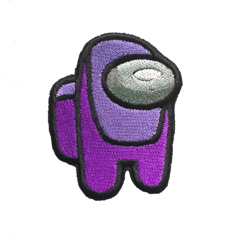 Vasalható varrható hímzett felvarró folt Among Us 7cm lila