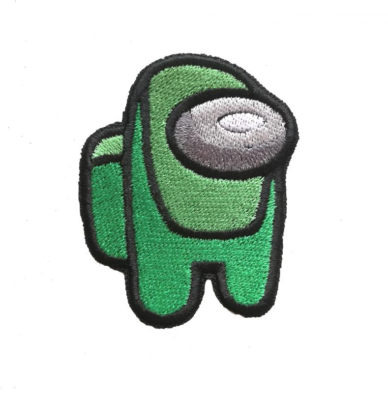 Vasalható varrható hímzett felvarró folt Among Us 7cm zöld