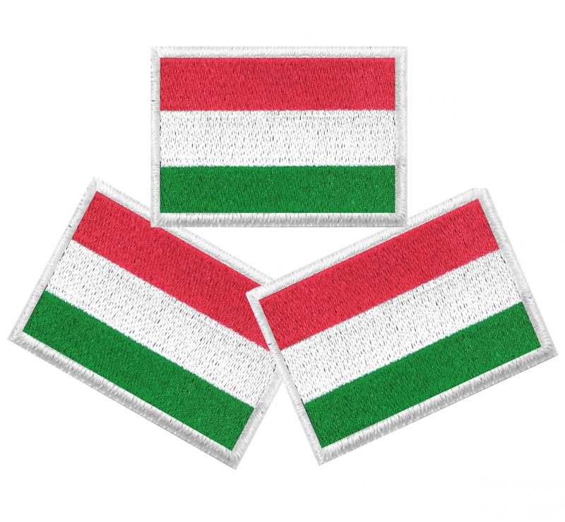 Vasalható varrható hímzett felvarró folt Magyar zászló 5x3,5cm fehér keretes