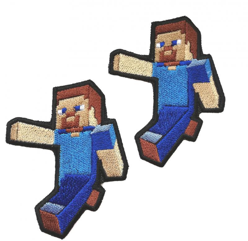 Vasalható varrható hímzett felvarró folt Minecraft Steve 9cm