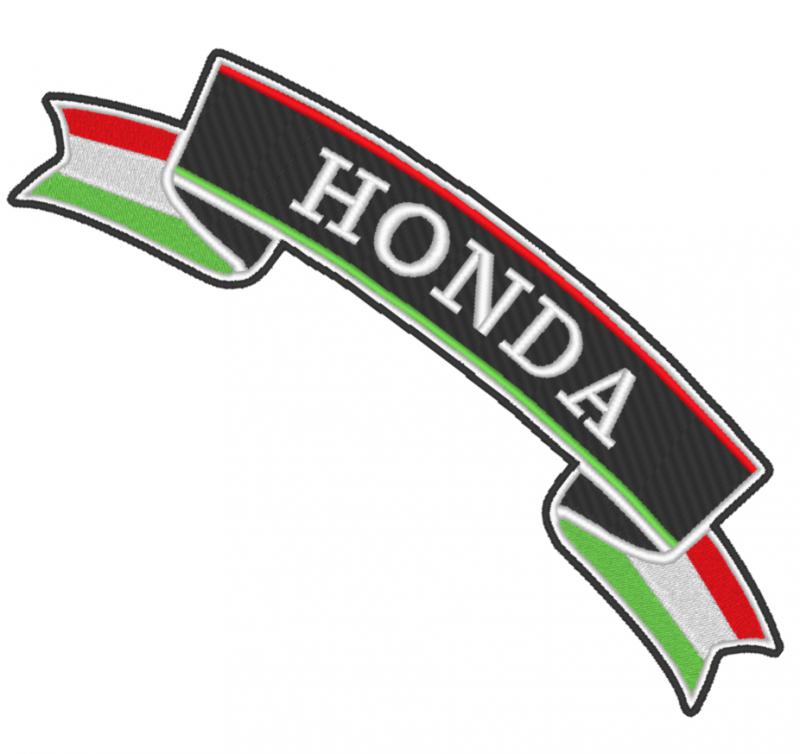 Vasalható varrható hímzett nagy felvarró motoros hátfelvarró  HONDA szalag 26x8cm