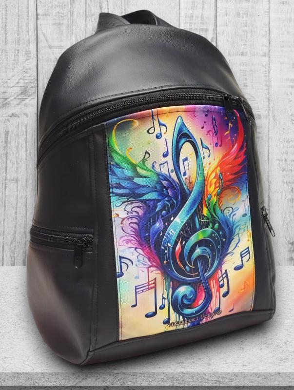 Violinkulcs szárnyakkal - MAXIM BackPack L hátizsák textilbőr pántokkal 36x30x16