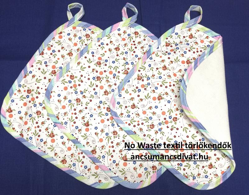 Zero Waste textil konyhai törlők akasztóval apró virágok